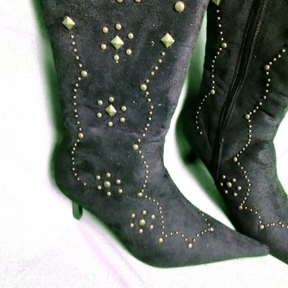 FAUX suede studded boots size 6 mode Italy - Picture 7 of 8
